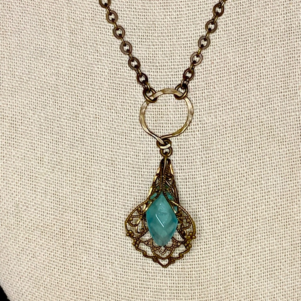 Bronze Lily Aquamarine Necklace